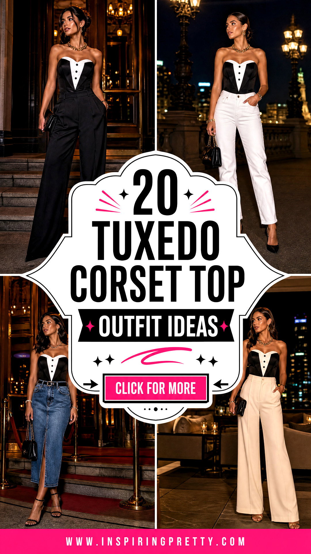 20 Tuxedo Corset Top Outfit Ideas for Glamorous Nights Out - 20 Tuxedo Corset Top Outfit Ideas for Glamorous Nights Out