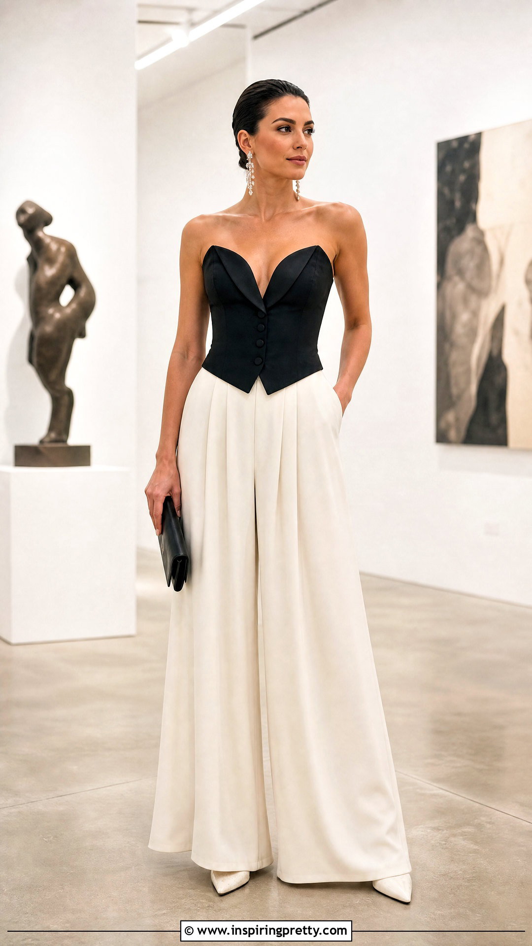 Tuxedo Corset Top With Palazzo Pants - 20 Tuxedo Corset Top outfit ideas