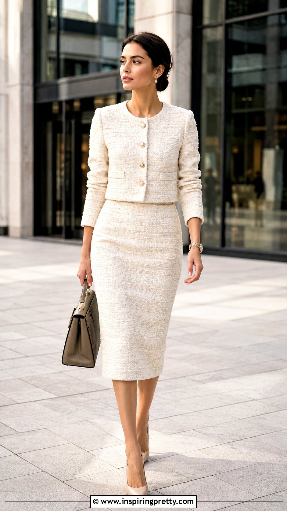 Tweed Jacket Top And Pencil Skirt Set - 50 two piece outfits skirt and tops
