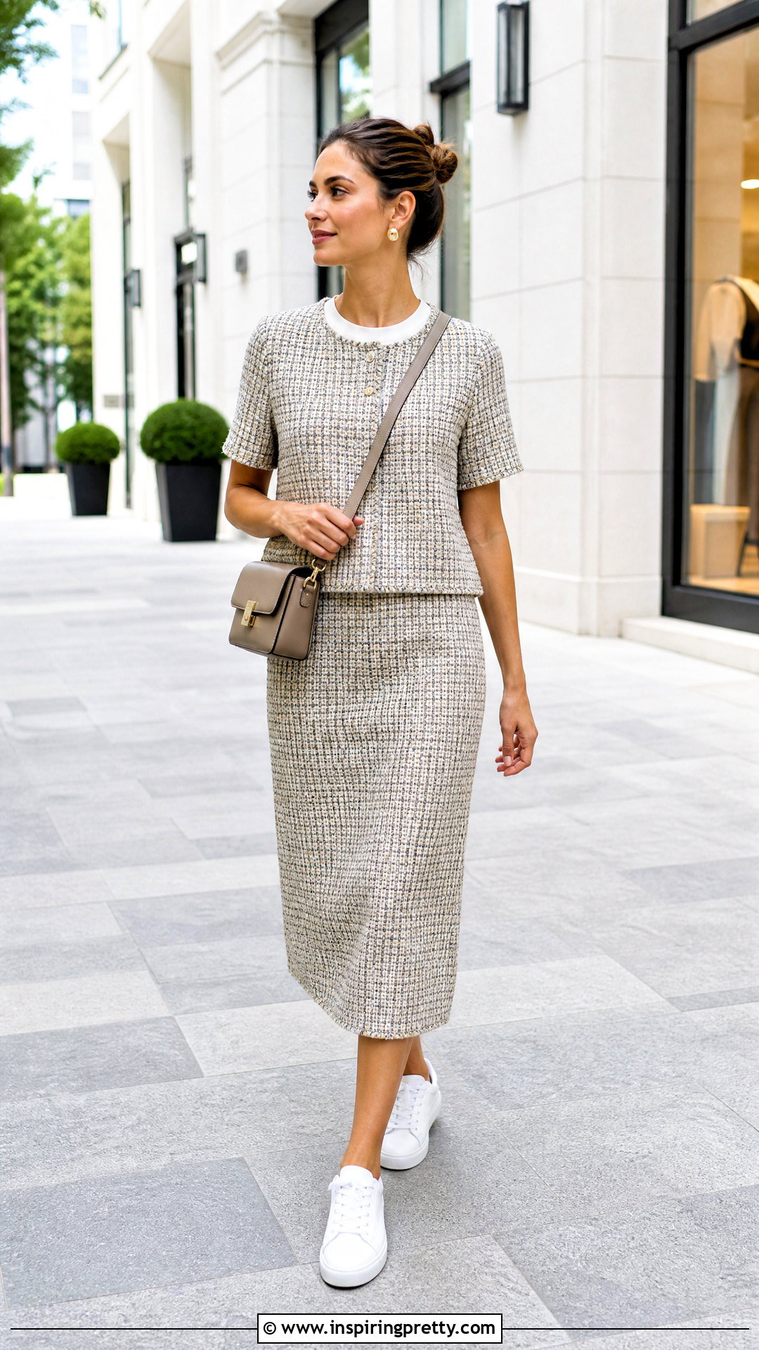 Tweed Skirt And Top Set With Sneakers - 25 Tweed Skirt And Top Set outfit ideas