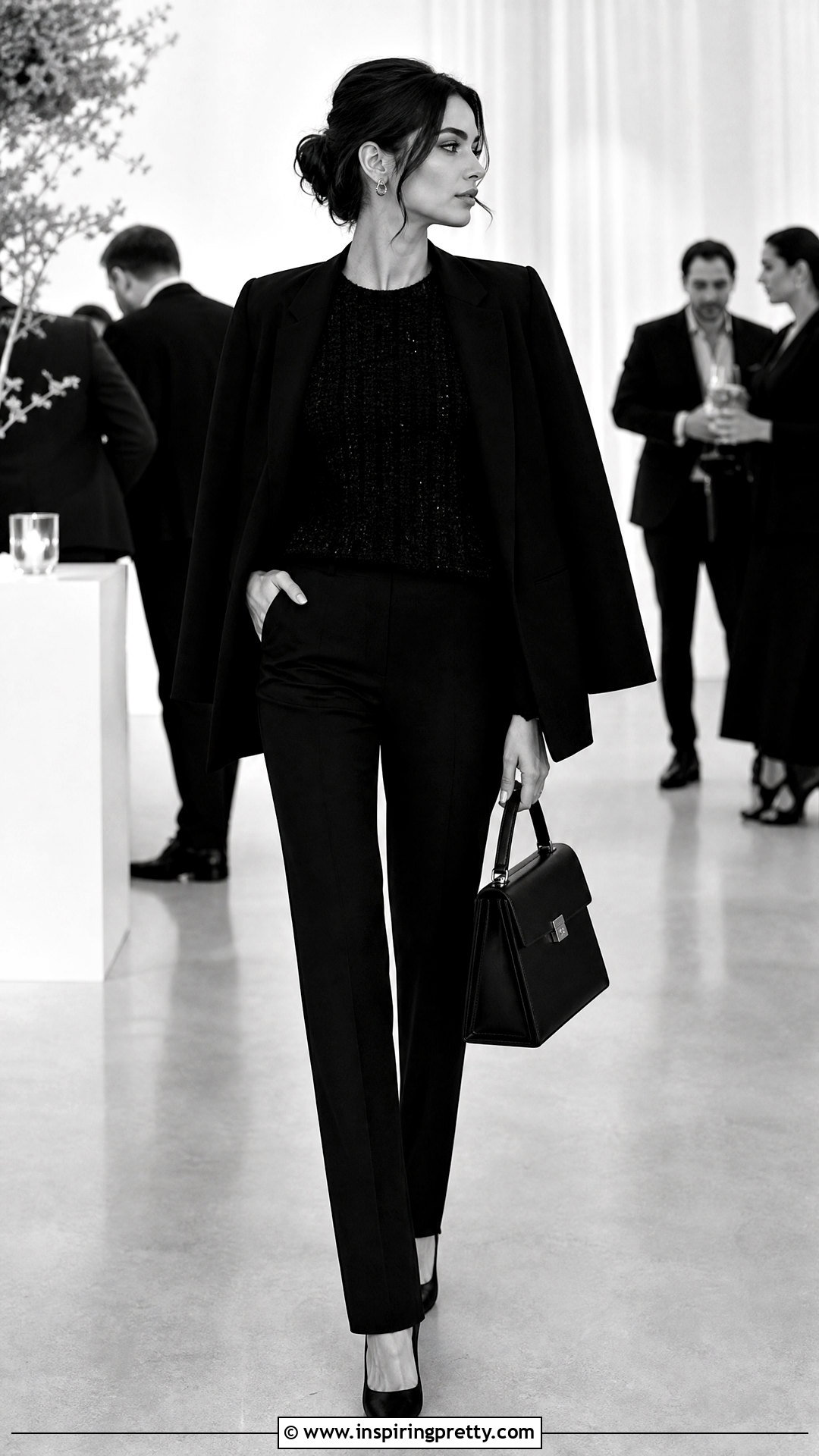 Tweed Top With Monochrome Black Outfit - 50 tweed top outfit ideas