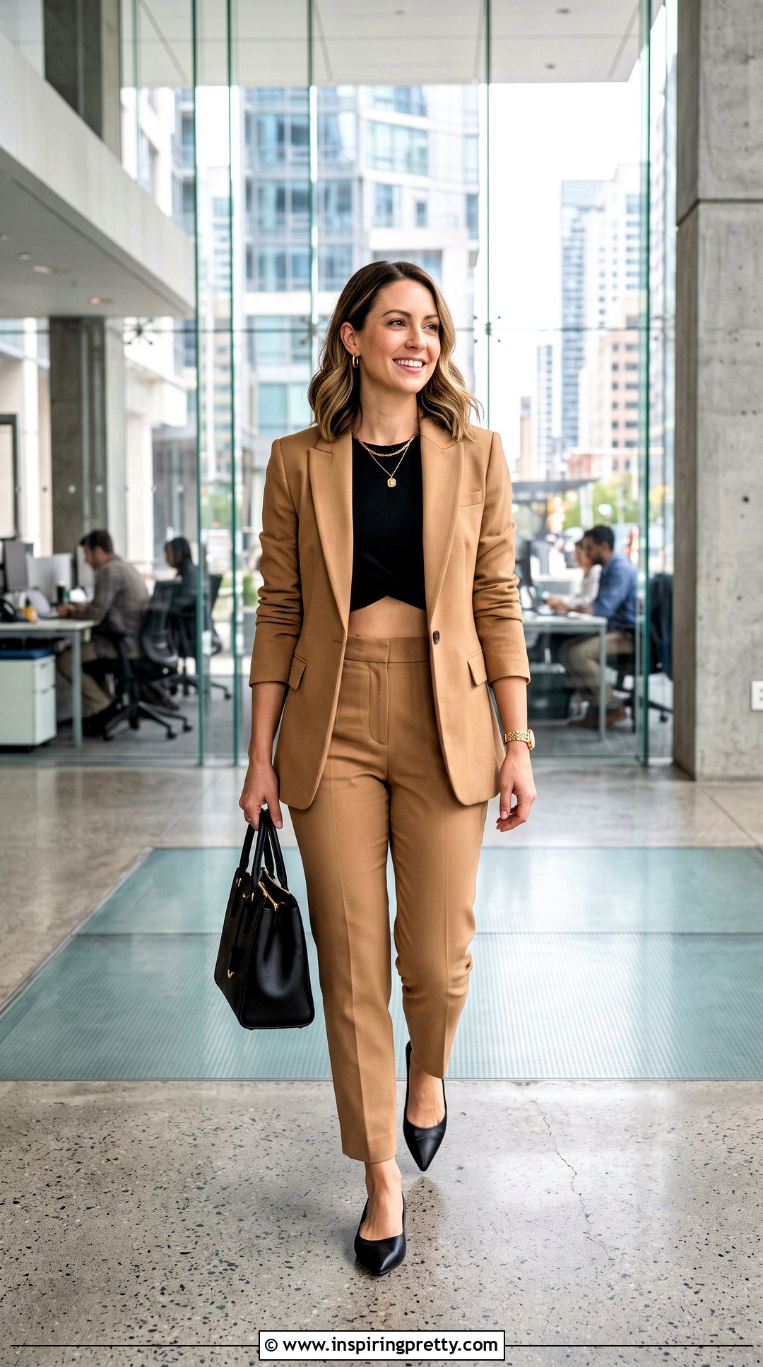 Twist Crop Top With Blazer And Tailored Pants - 25 Twist Crop Top Outfit ideas