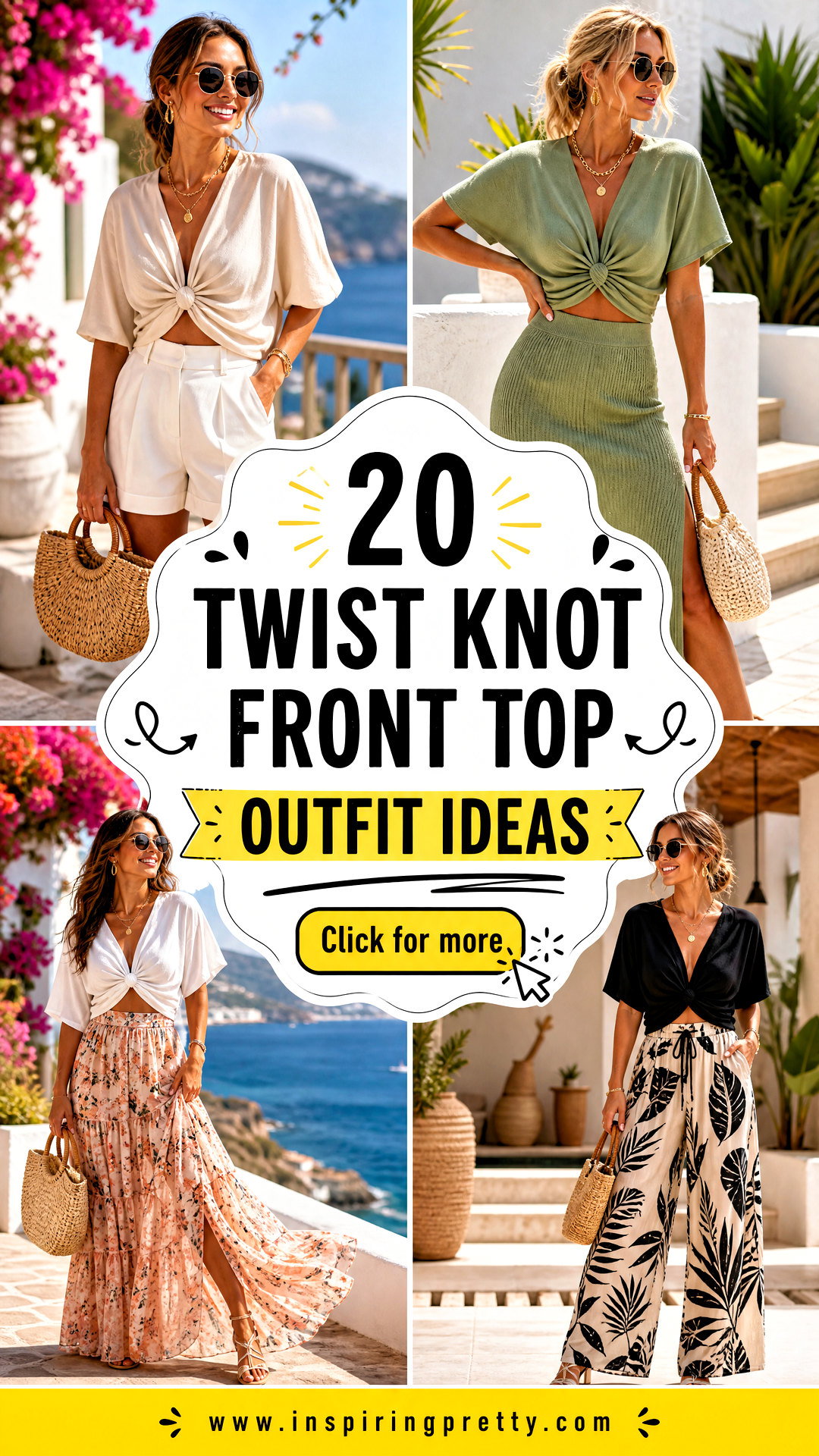 20 Twist Knot Front Top Outfit Ideas for Flattering Summer Looks - 20 Twist Knot Front Top Outfit Ideas for Flattering Summer Looks