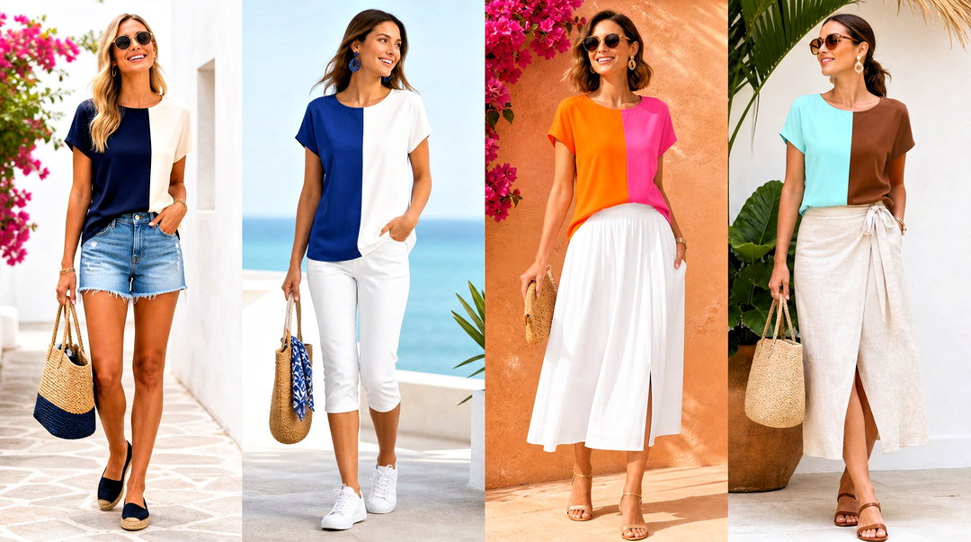 20 Two-Tone Summer Top Outfit Ideas for Bright Vacation Looks