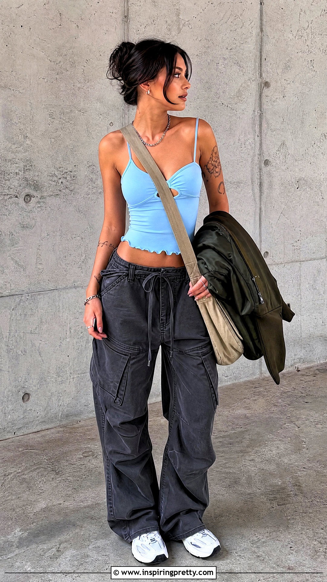 UNIF Melody Top With Cargo Pants - 20 unif melody top outfit ideas