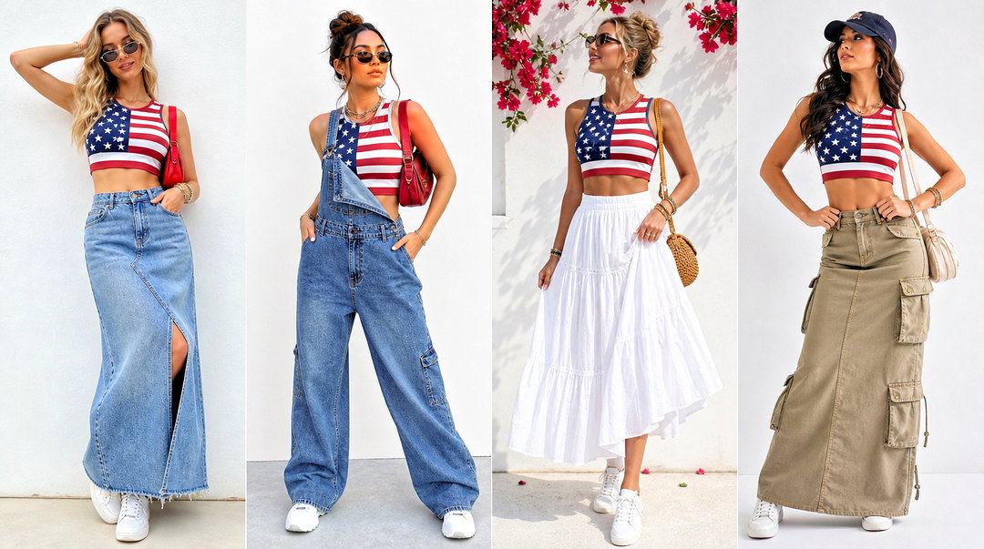 20 USA Flag Crop Top Outfit Ideas for Patriotic Summer Style