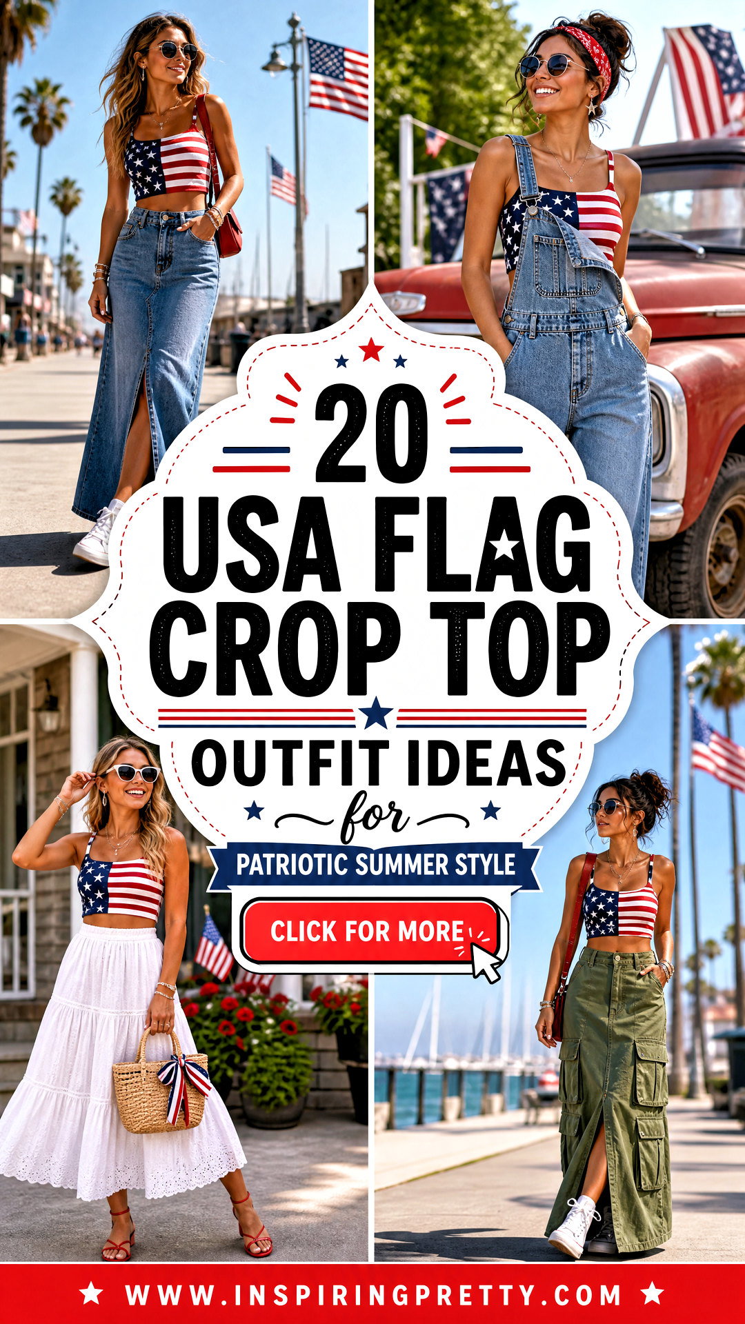 20 USA Flag Crop Top Outfit Ideas for Patriotic Summer Style - 20 USA Flag Crop Top Outfit Ideas for Patriotic Summer Style