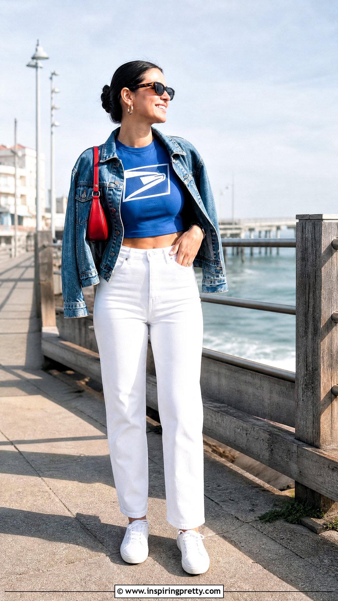 USPS Blue Crop Top With White Jeans - 20 Usps Crop Tops
