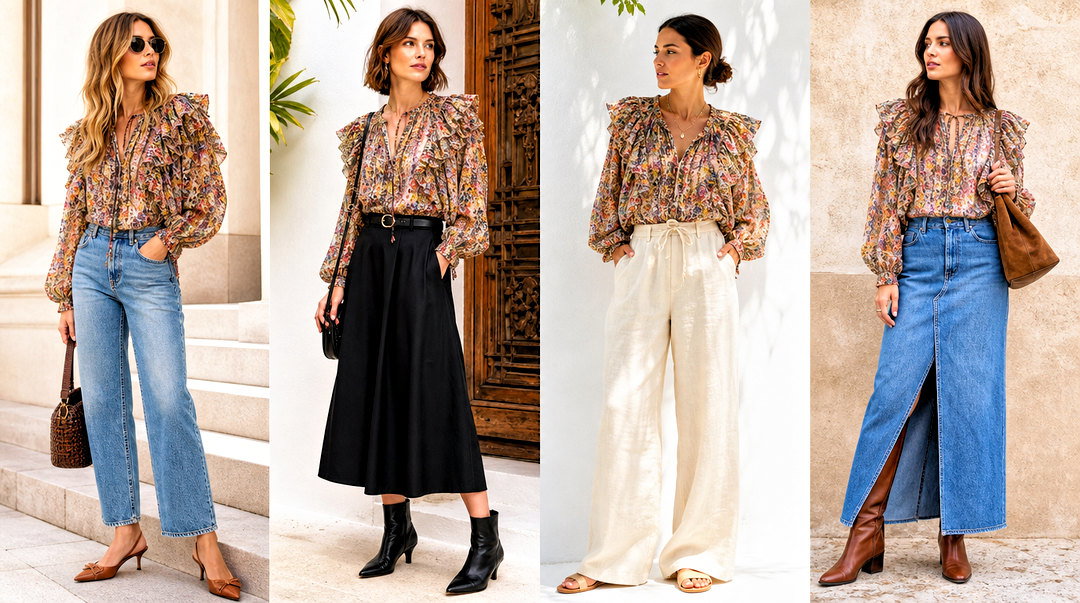 20 Ulla Johnson Ruffle Top Outfit Ideas for Romantic Styling