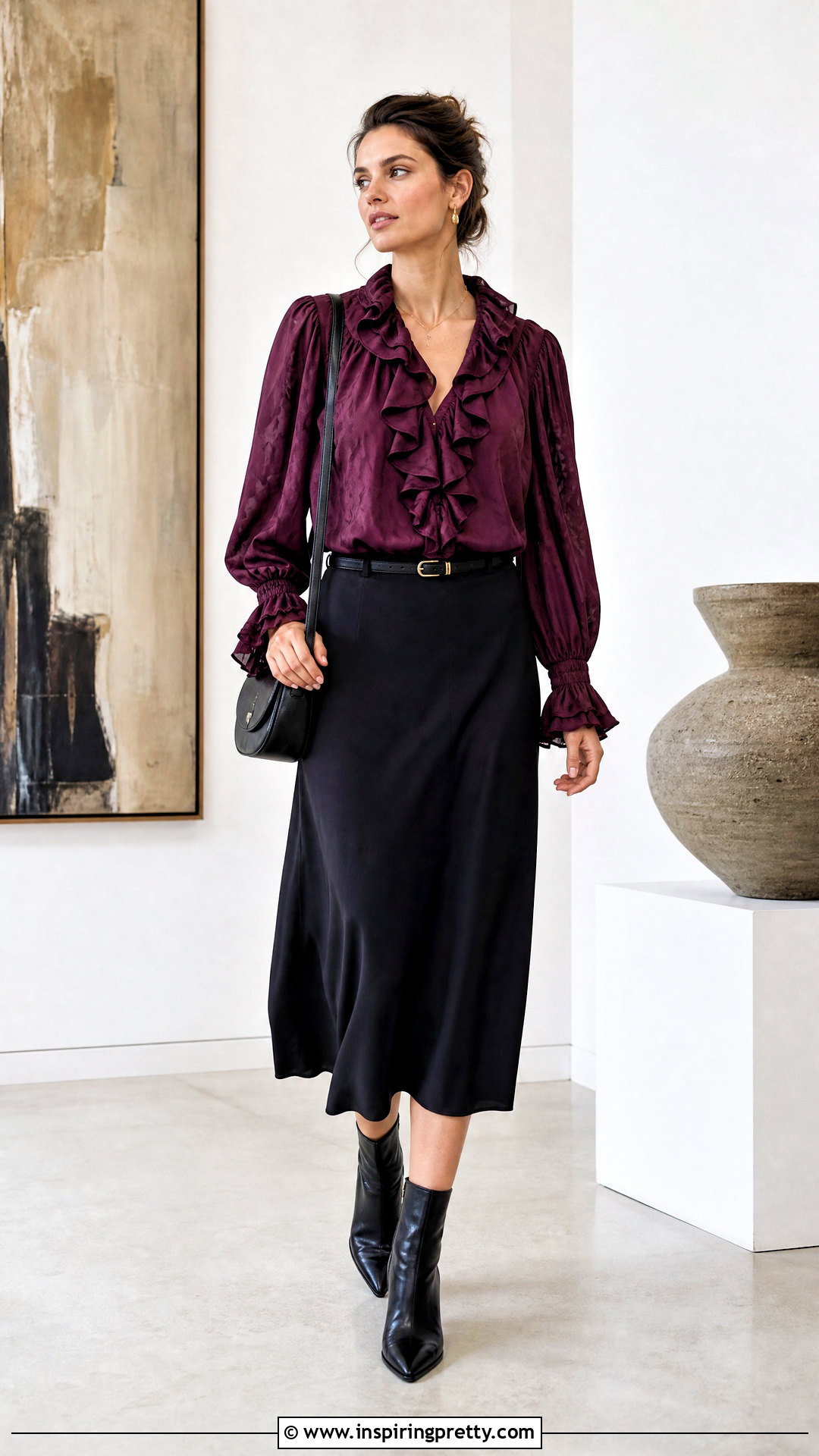 Ulla Johnson Ruffle Top With Black Midi Skirt And Ankle Boots - 20 ulla johnson ruffle top outfit ideas