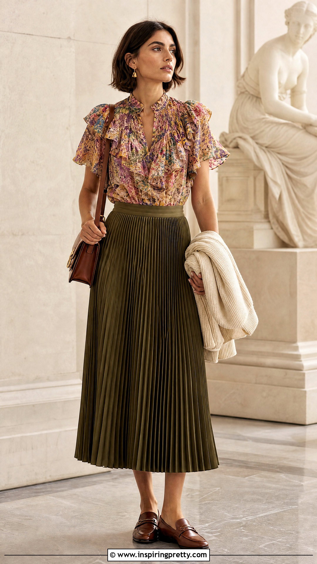 Ulla Johnson Ruffle Top With Pleated Midi Skirt And Loafers - 20 ulla johnson ruffle top outfit ideas
