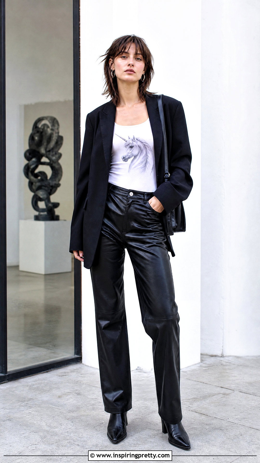 Unicorn Tank Top With Black Leather Pants - 25 unicorn tank top outfit ideas