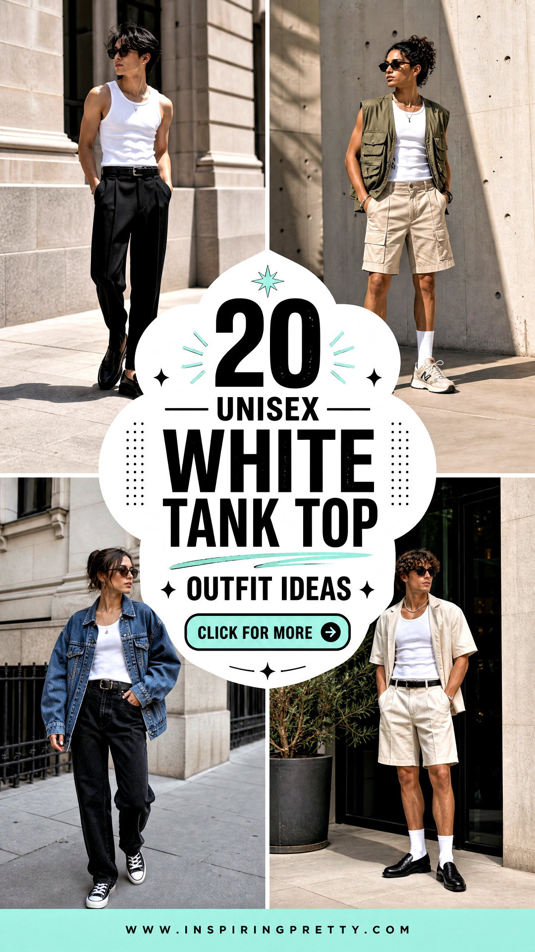 20 Unisex White Tank Top Outfit Ideas for Easy Everyday Style - 20 Unisex White Tank Top Outfit Ideas for Easy Everyday Style