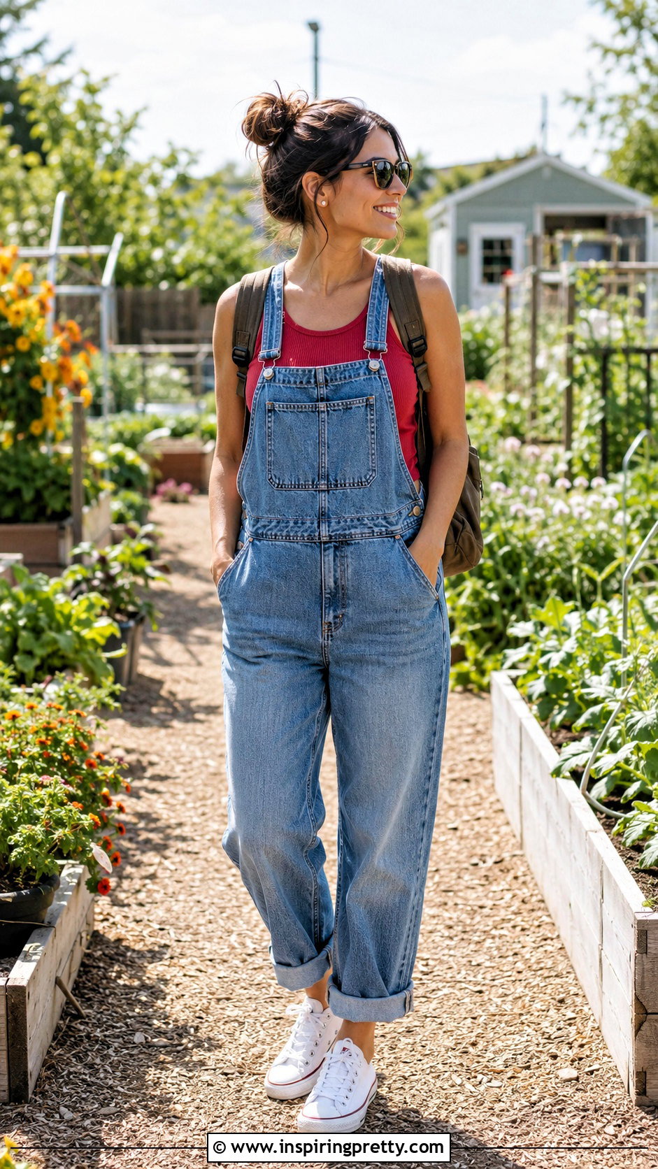 Universal Thread Tank Top With Denim Overalls - 20 universal thread tank top outfit ideas