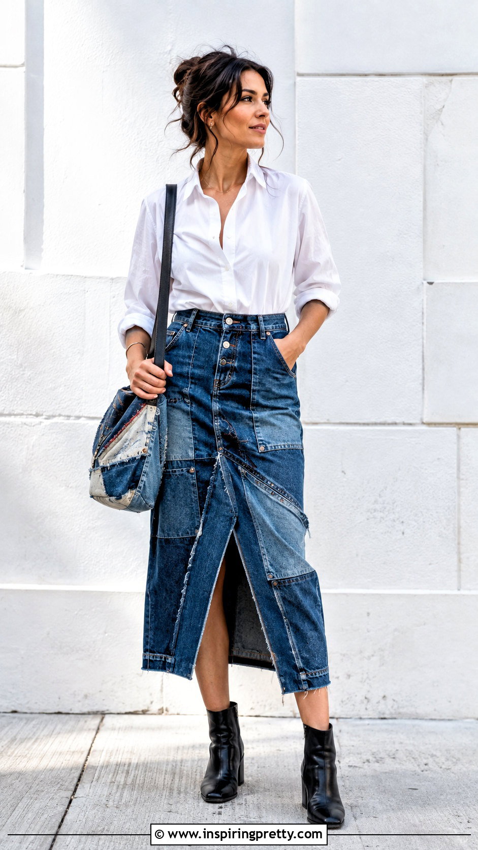 Upcycled Denim Skirt Sewing Look - 50 top nähen ideas