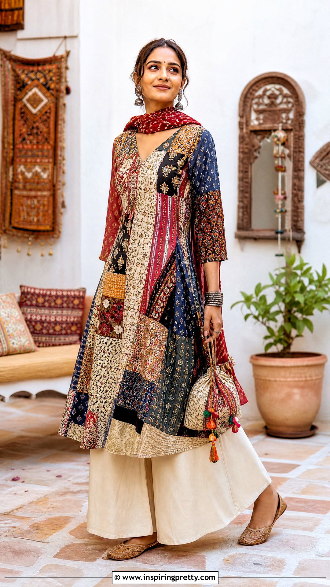 Upcycled Kediyu With Solid Palazzo Pants - 50 Kediyu Top For Navratri outfit ideas