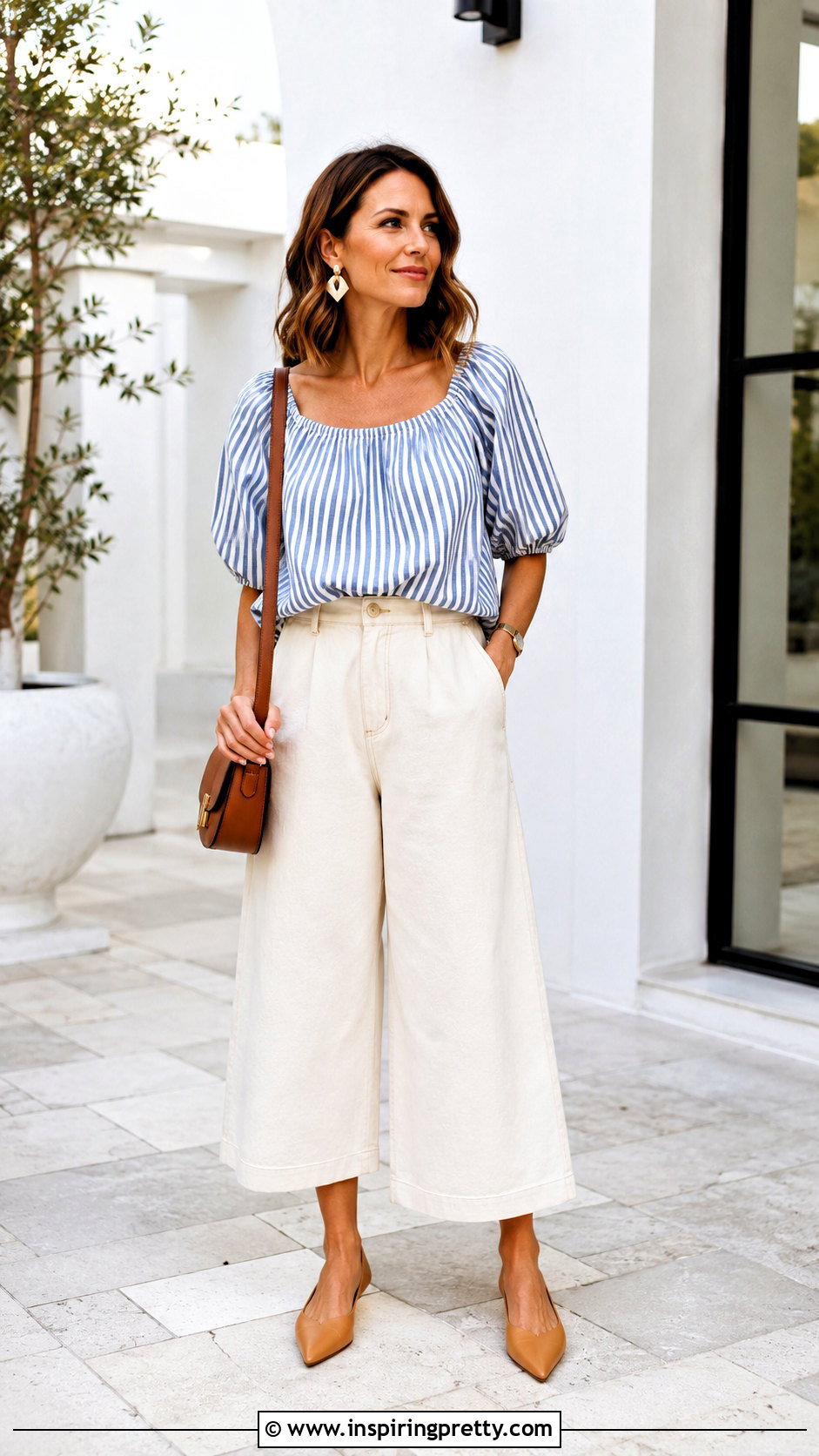 Upcycled Shirt Peasant Top With Culottes - 20 easy diy peasant top outfit ideas
