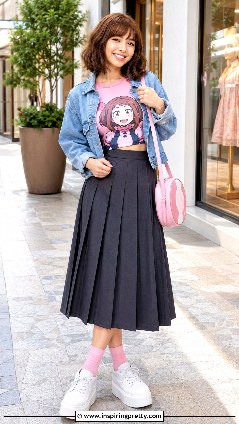 Uraraka My Hero Academia Crop Top With Pink Pleated Skirt - 20 My Hero Academia Crop Top outfit ideas