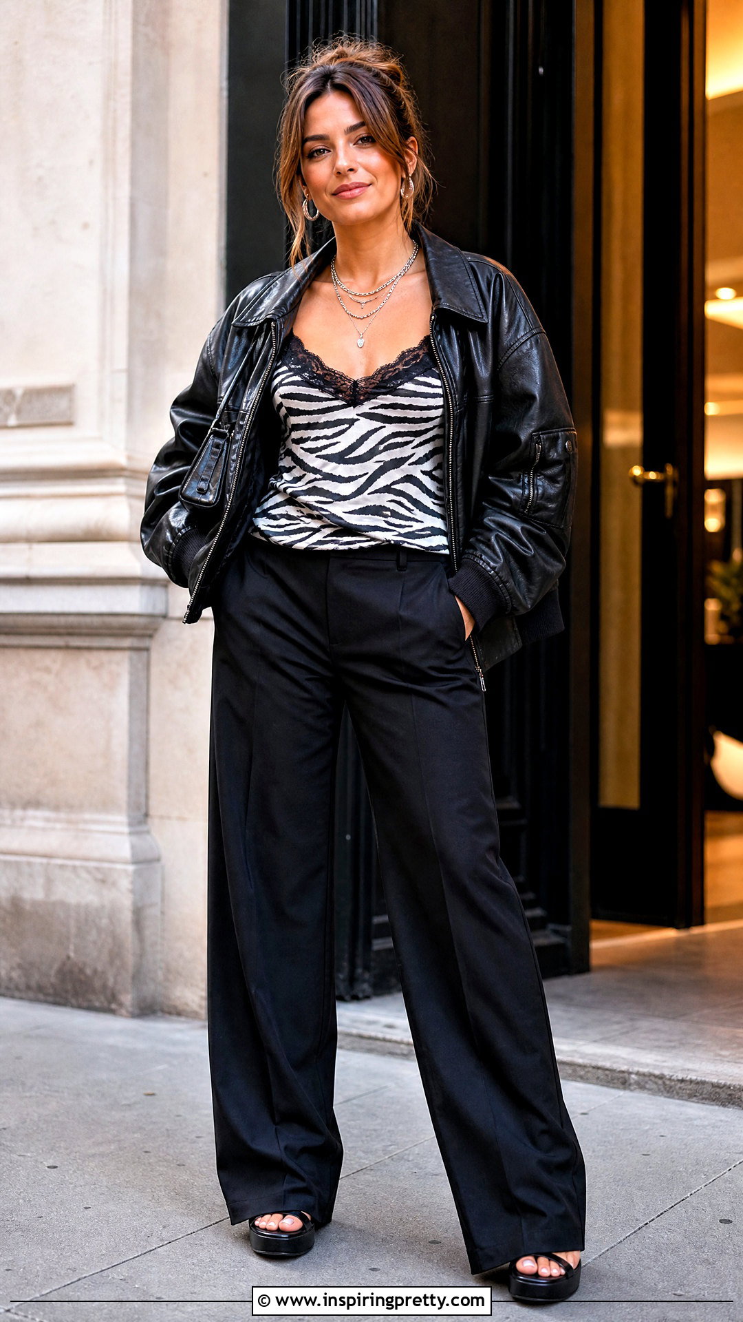 Urban Outfitters Zebra Cami Party Top With Black Trousers - 20 urban outfitters party tops outfit ideas