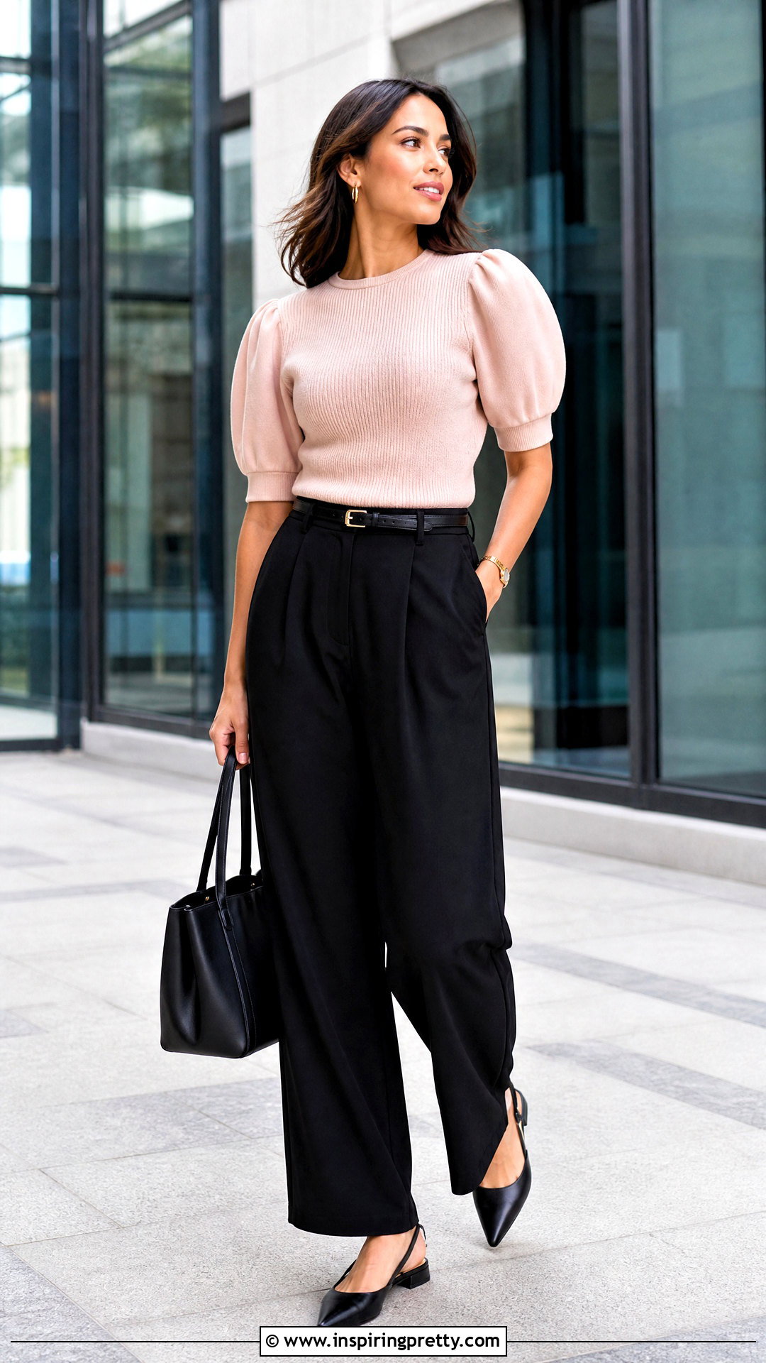 Urban Romantic Puff Sleeve Top With Wide Leg Pants - 20 Urban Romantics Tops outfit ideas