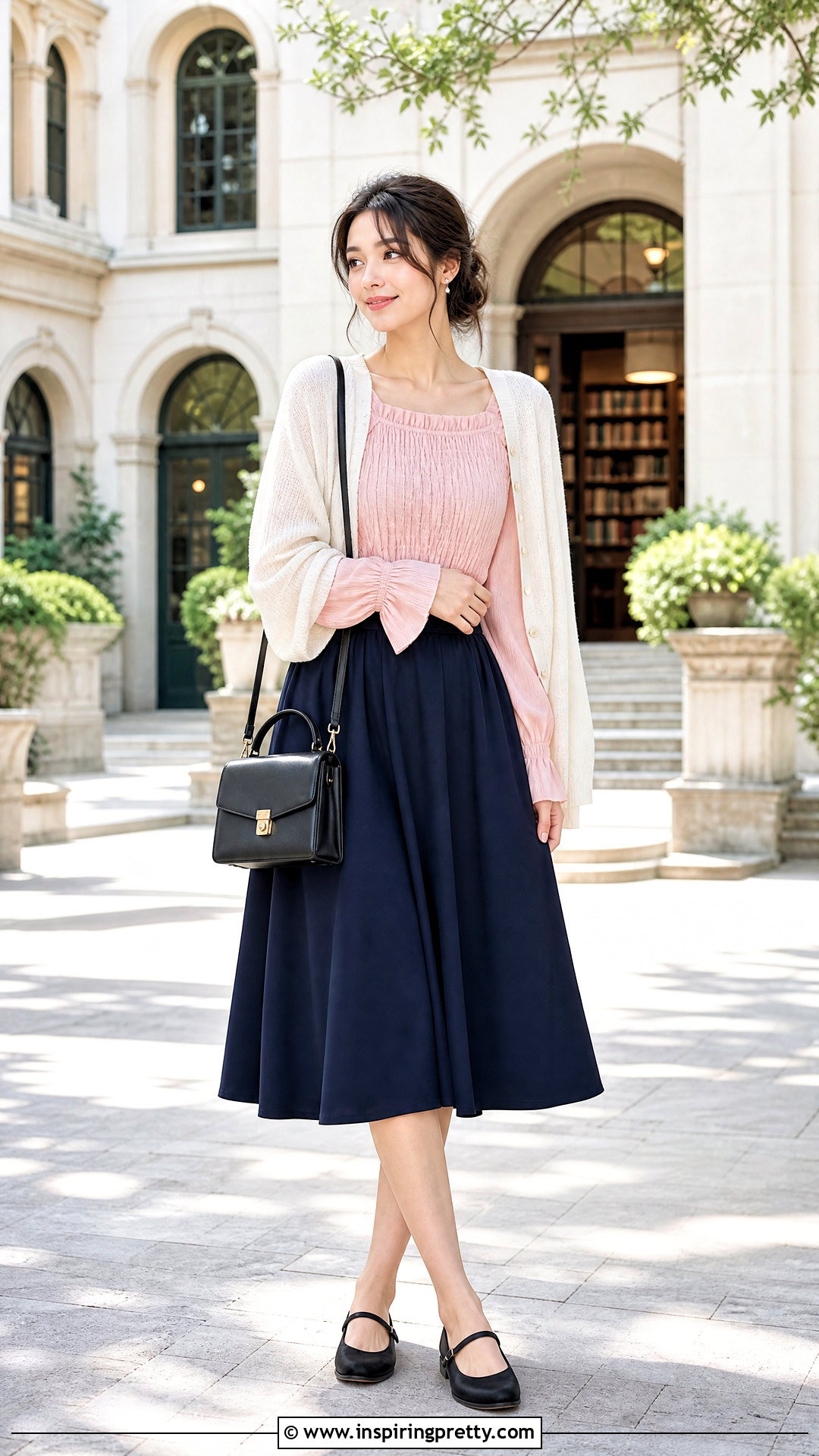 Urban Romantic Smocked Top With A Line Skirt - 20 Urban Romantics Tops outfit ideas