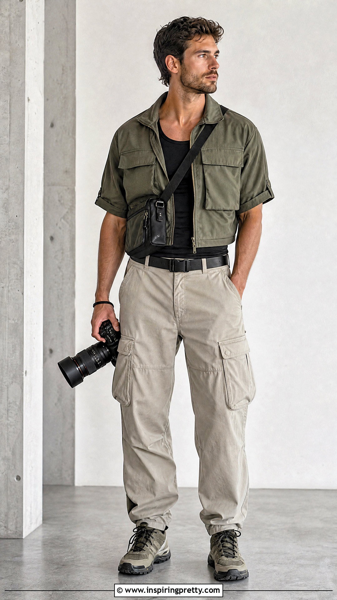 Utility Crop Top With Cargo Pants - 50 male crop top outfit ideas