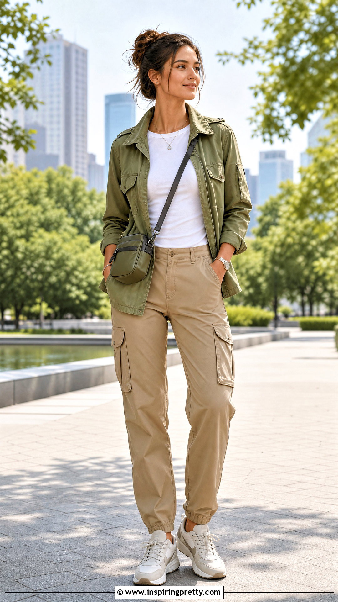 Utility Jacket And Cargo Pants Outfit - 50 gathered top outfit ideas