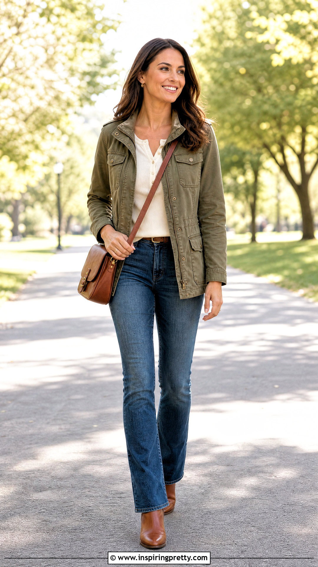 Utility Jacket And Ribbed Top With Jeans - 50 trendy jeans top outfit ideas