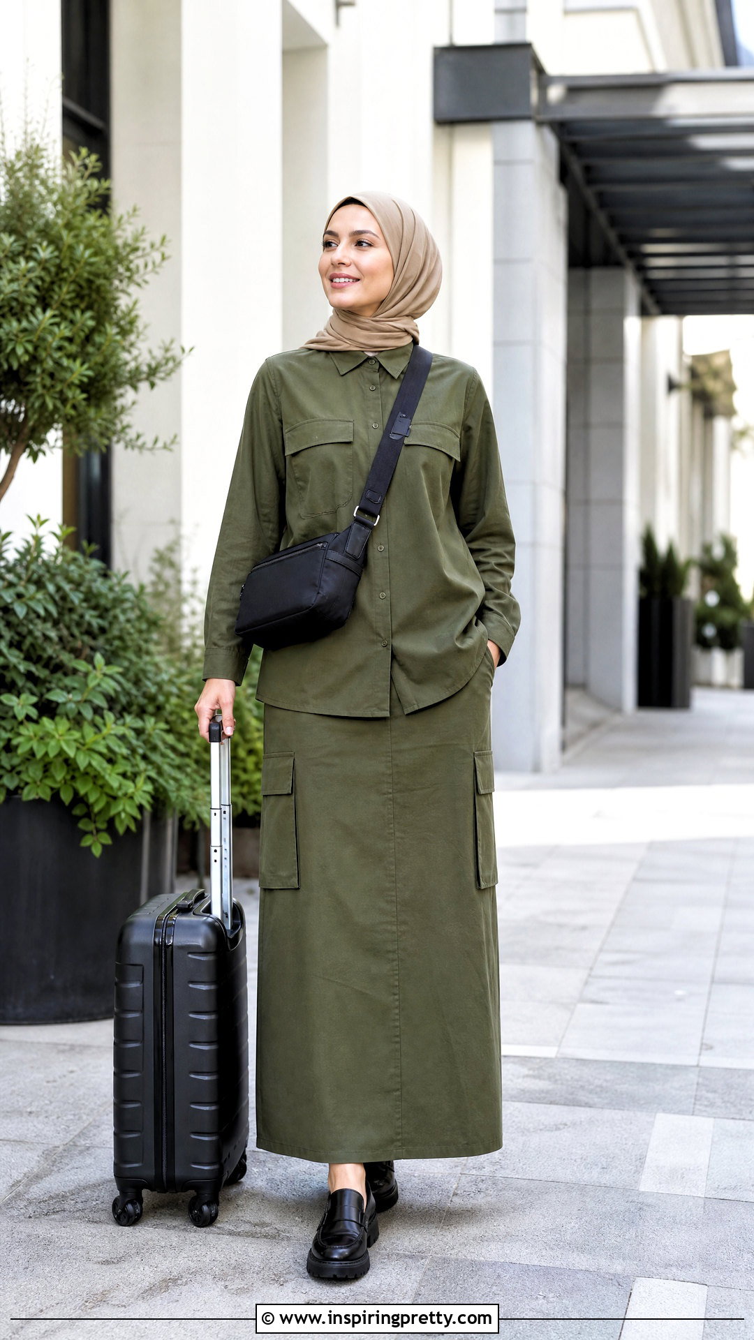Utility Modest Shirt With Cargo Maxi Skirt - 50 modest tops for women