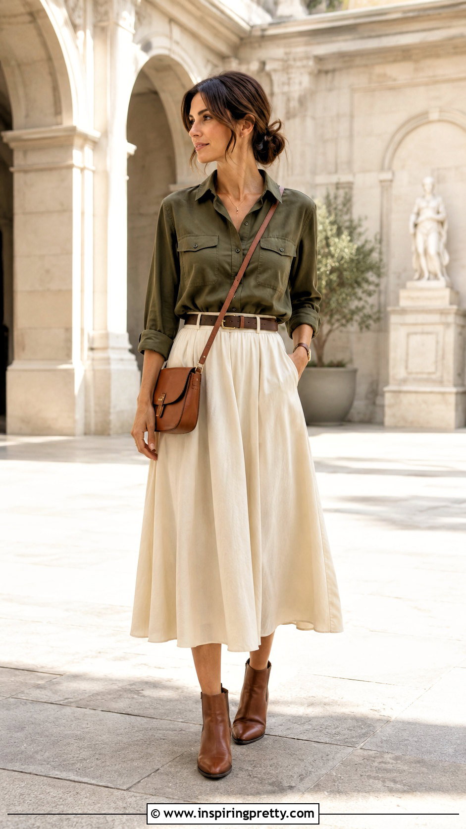 Utility Shirt And Midi Skirt Outfit - 50 trendy top outfit ideas