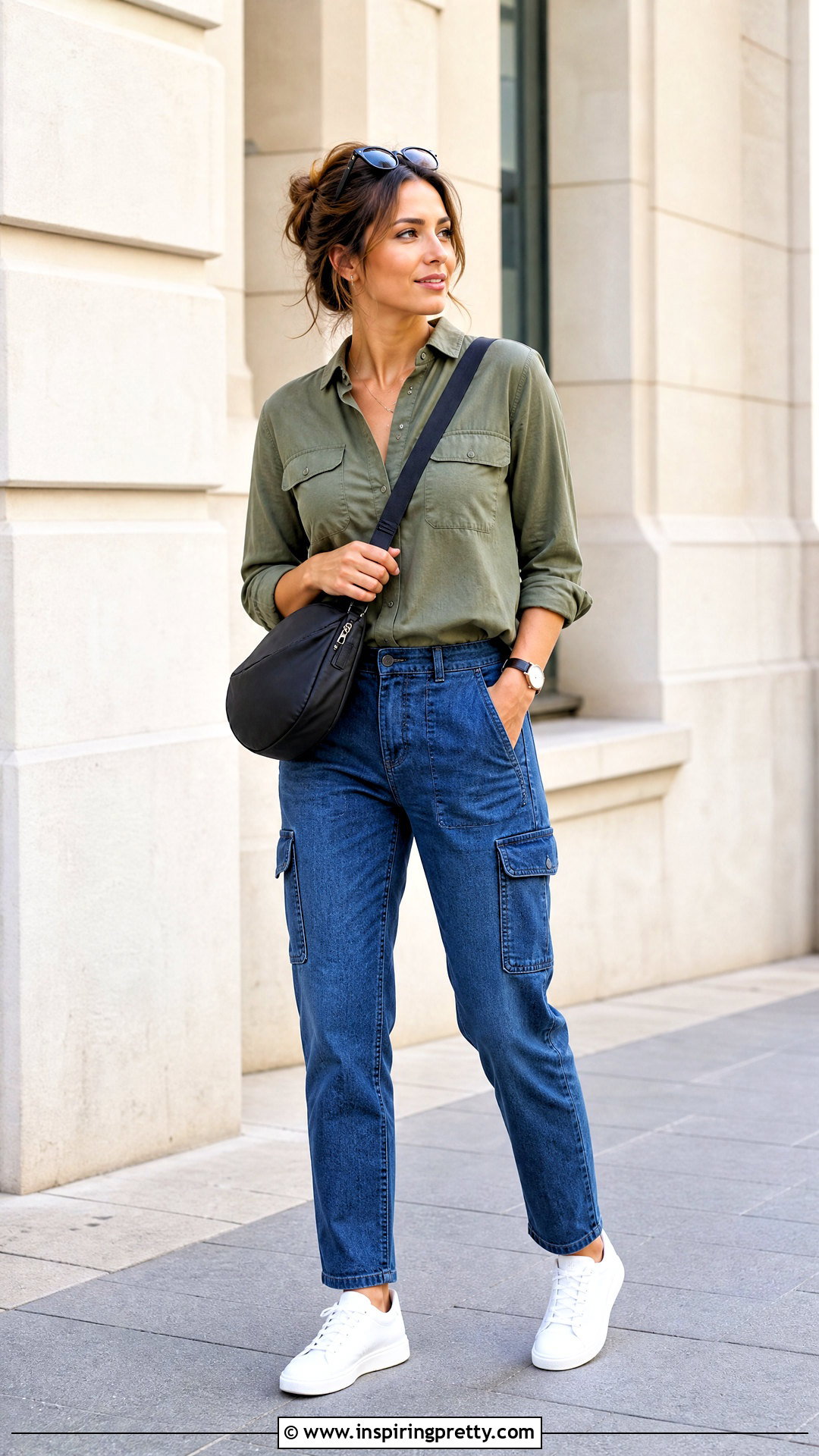 Utility Shirt Cargo Jeans And Sneakers - 50 Jeans And Tops For Women