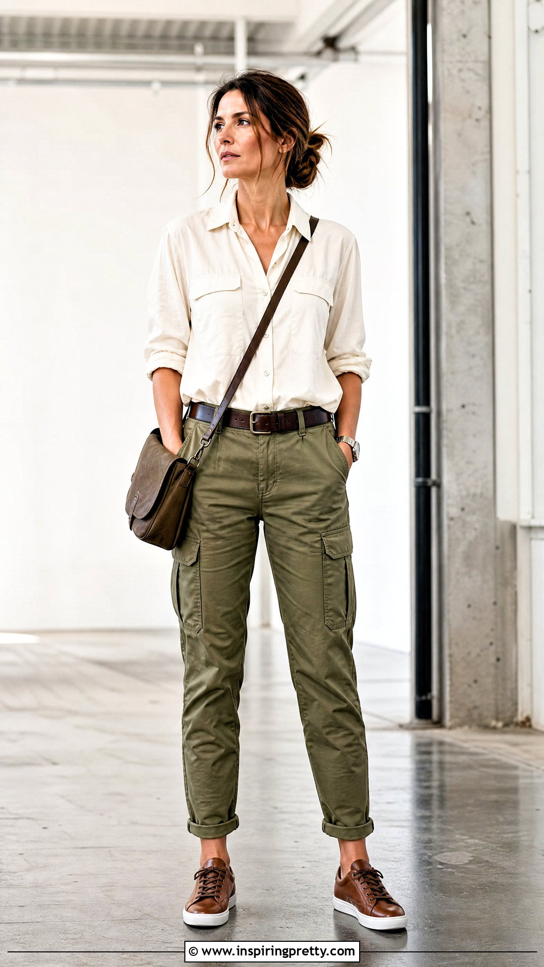 Utility Shirt Top With Cargo Pants - 50 cute tops aesthetic ideas