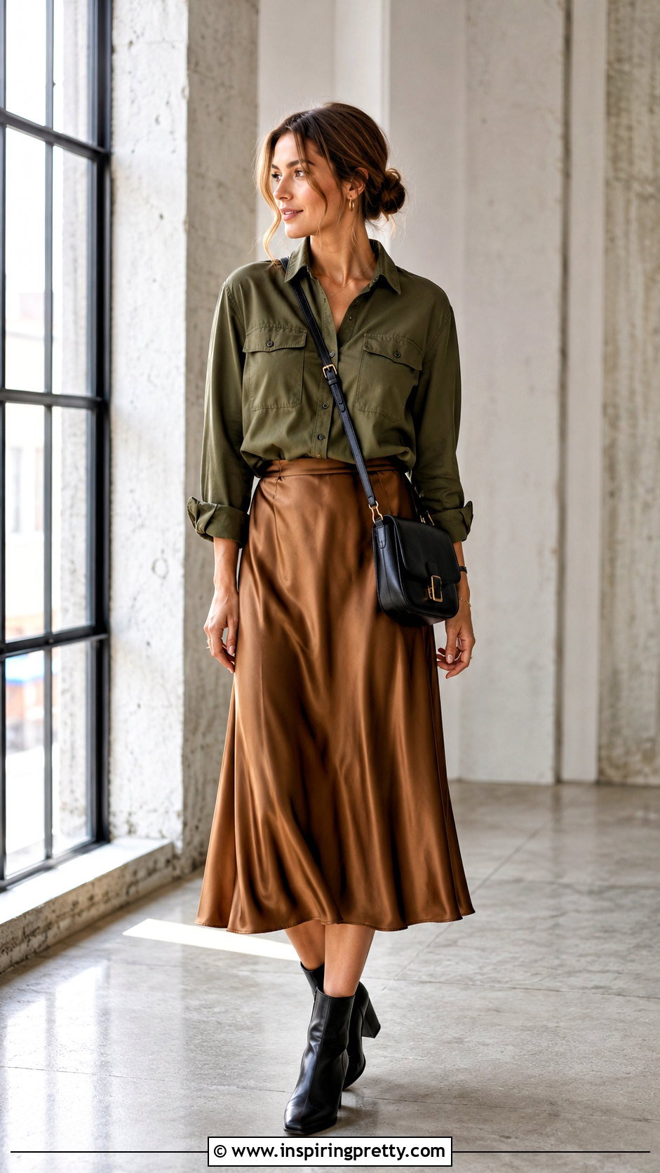 Utility Shirt With Satin Skirt - 50 tops for skirts ideas