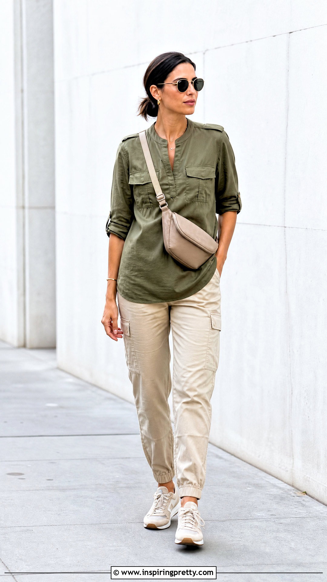 Utility Tiny Tunic Top With Cargo Pants - 20 tiny tunic top outfit ideas