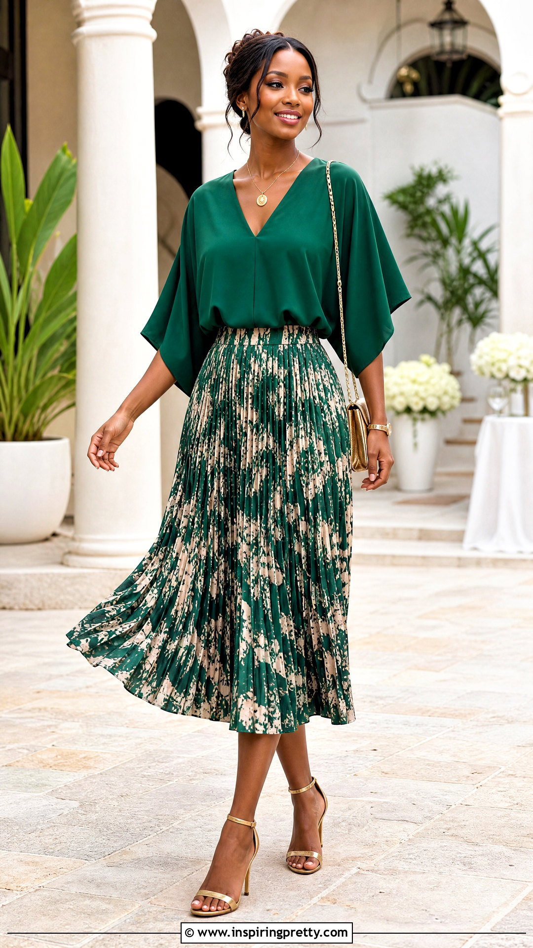 V Neck Bubu Top With Pleated Skirt - 50 bubu top style ideas
