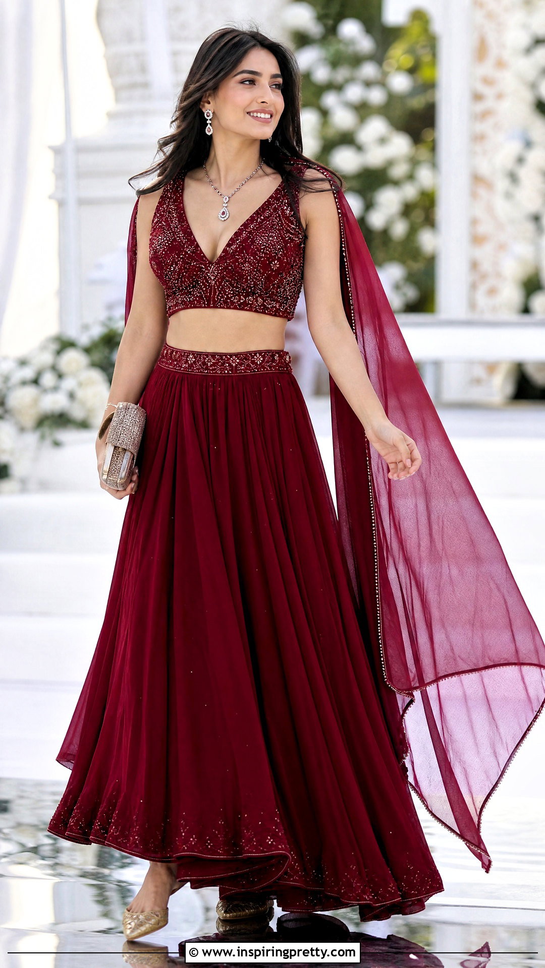 V Neck Crop Top Lehenga - 50 lehenga blouse designs crop tops outfit ideas