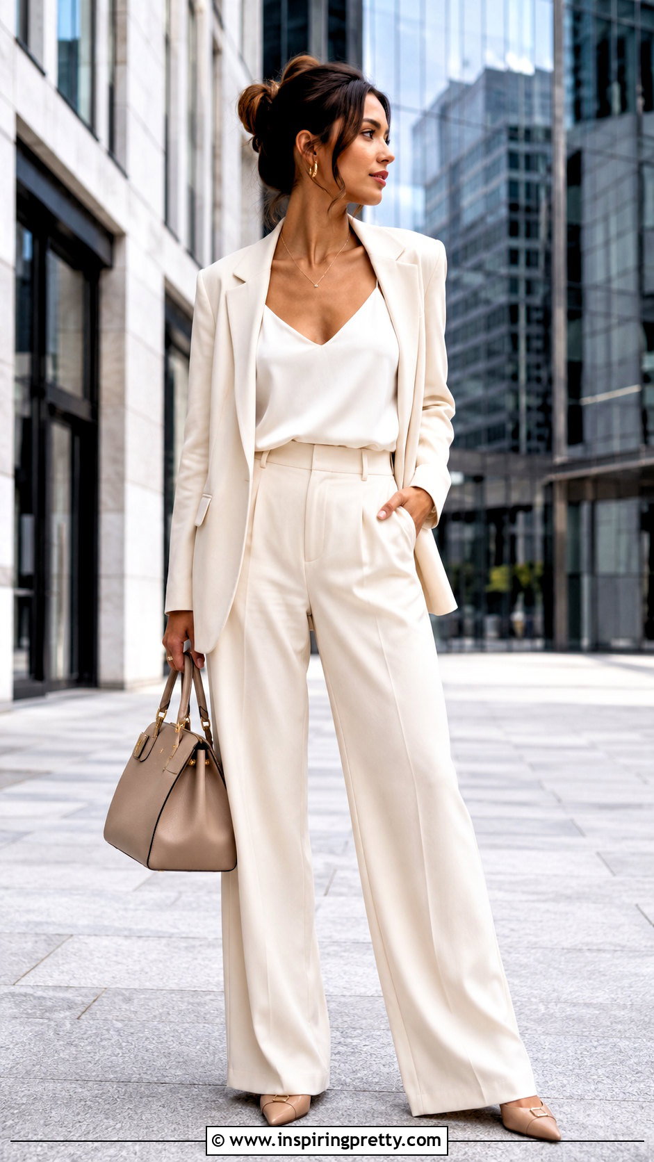 V Neck Spaghetti Strap Tank Top With A Suit - 20 v neck spaghetti strap tank top outfit ideas