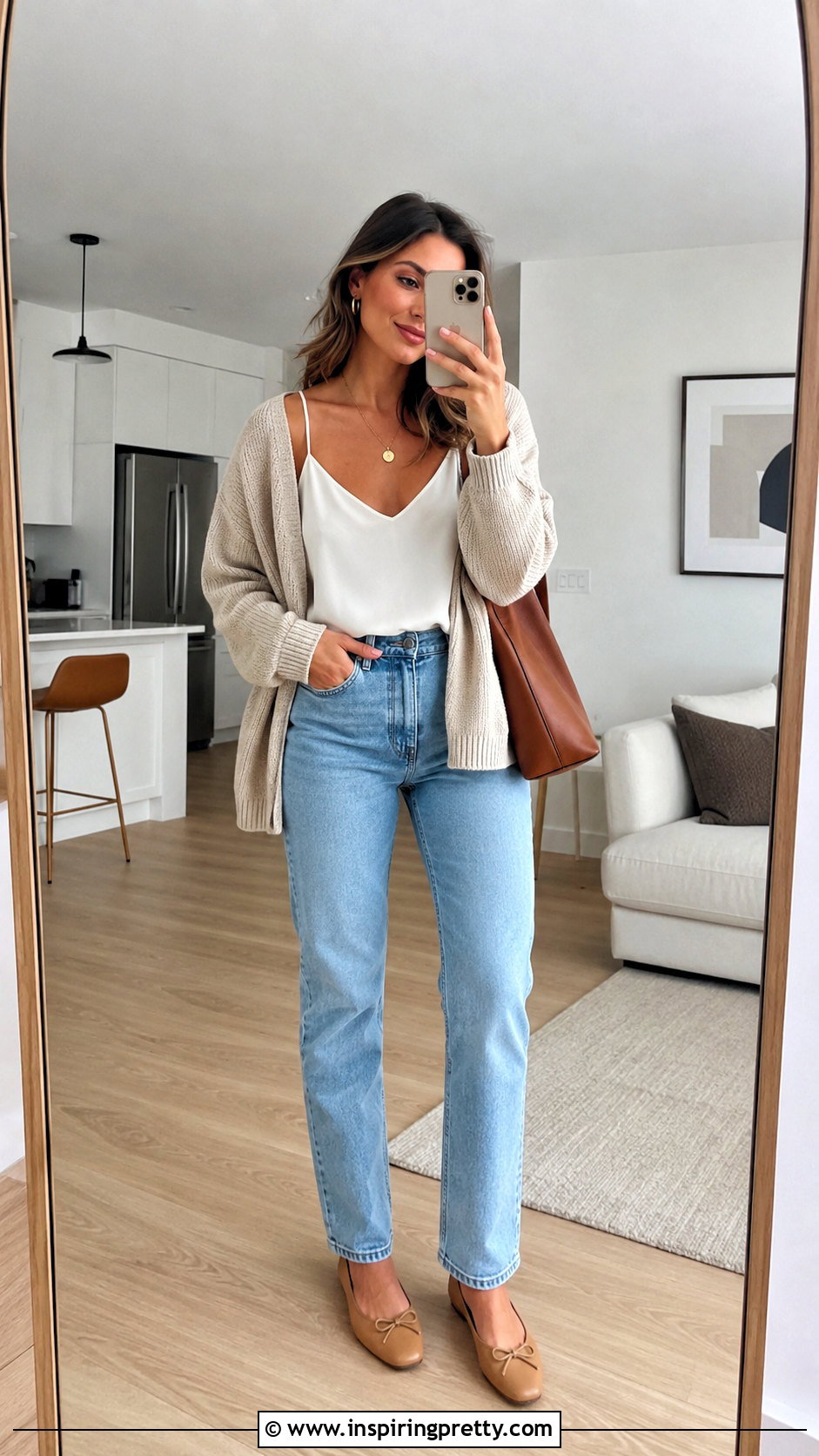 V Neck Spaghetti Strap Tank Top With Cardigan And Jeans - 20 v neck spaghetti strap tank top outfit ideas