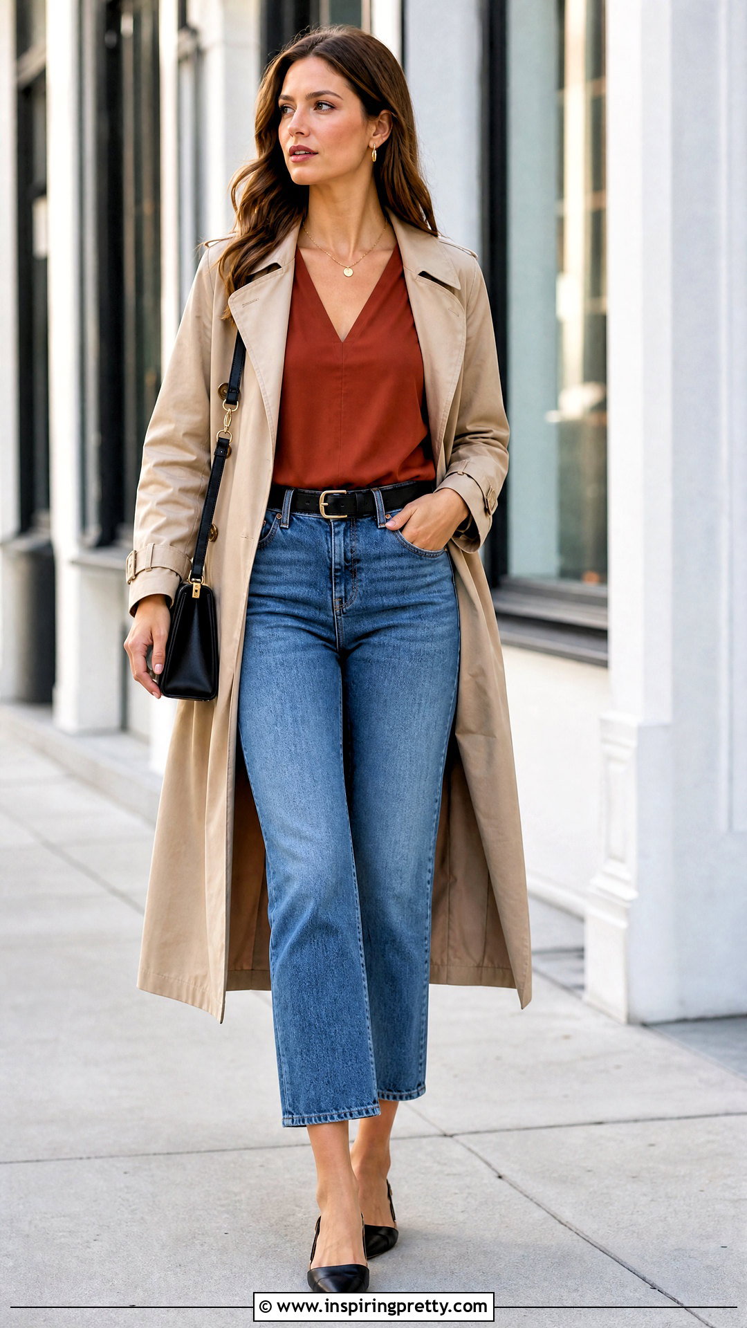 V Neck Top With Cropped Jeans - 50 v neck top outfits
