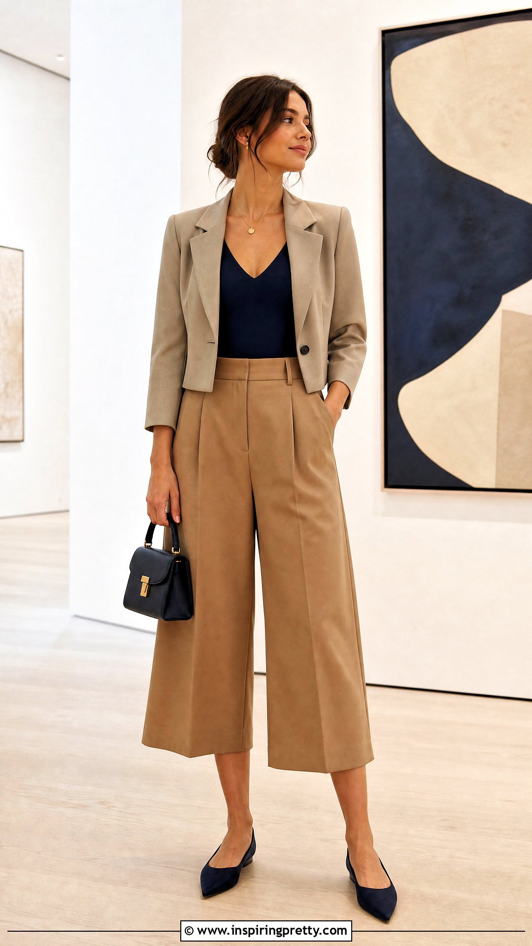 V Neck Top With Culotte Pants - 50 v neck top outfits
