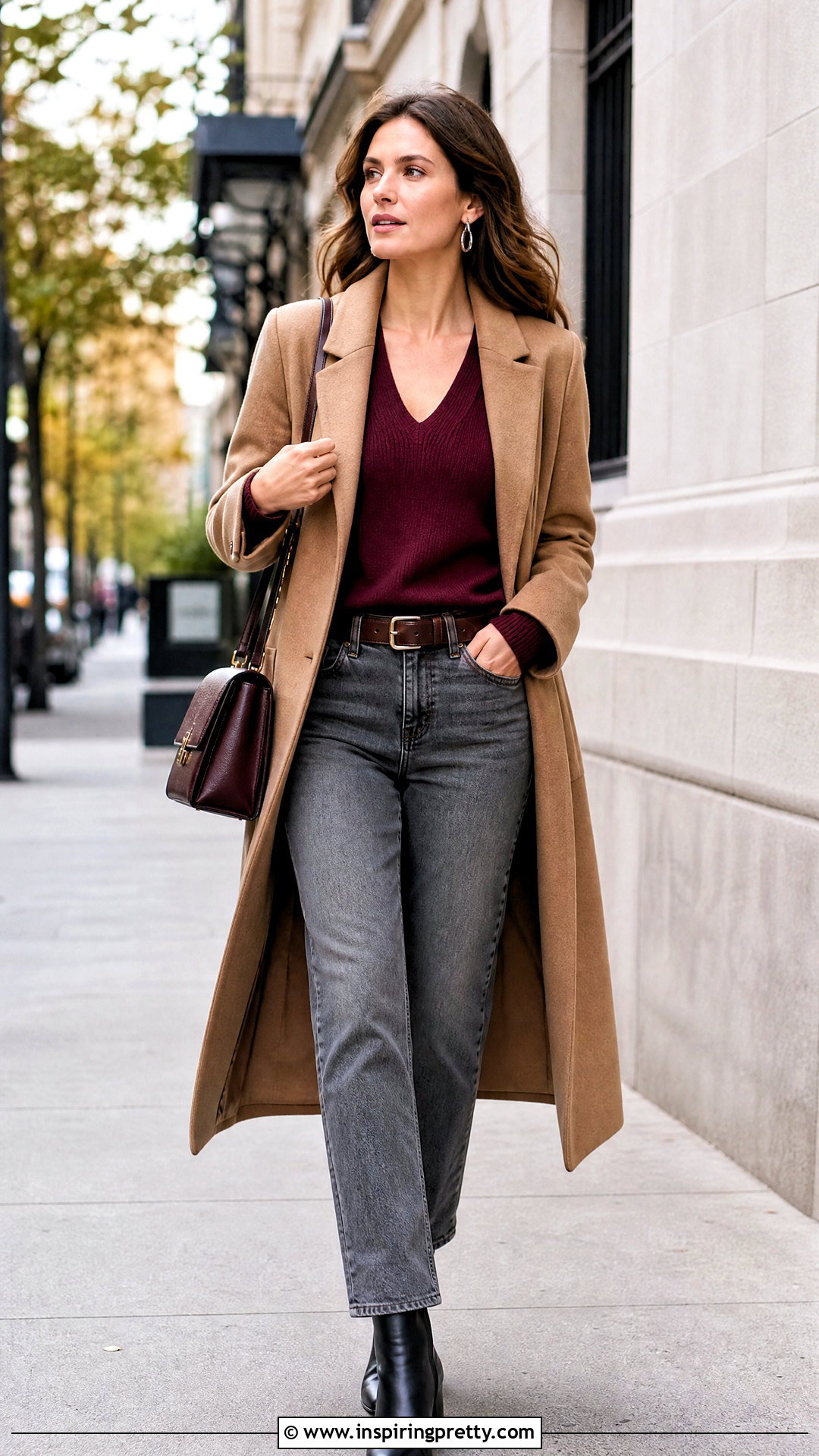 V Neck Top With Gray Jeans - 50 v neck top outfits