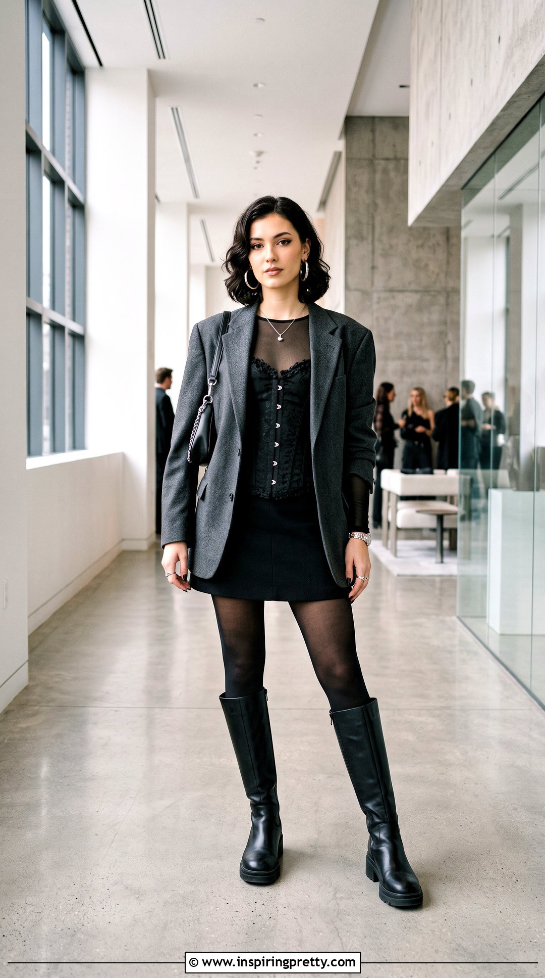 Vampire Corset Top With Blazer And Mini Skirt - 25 Vampire Corset Top outfit ideas