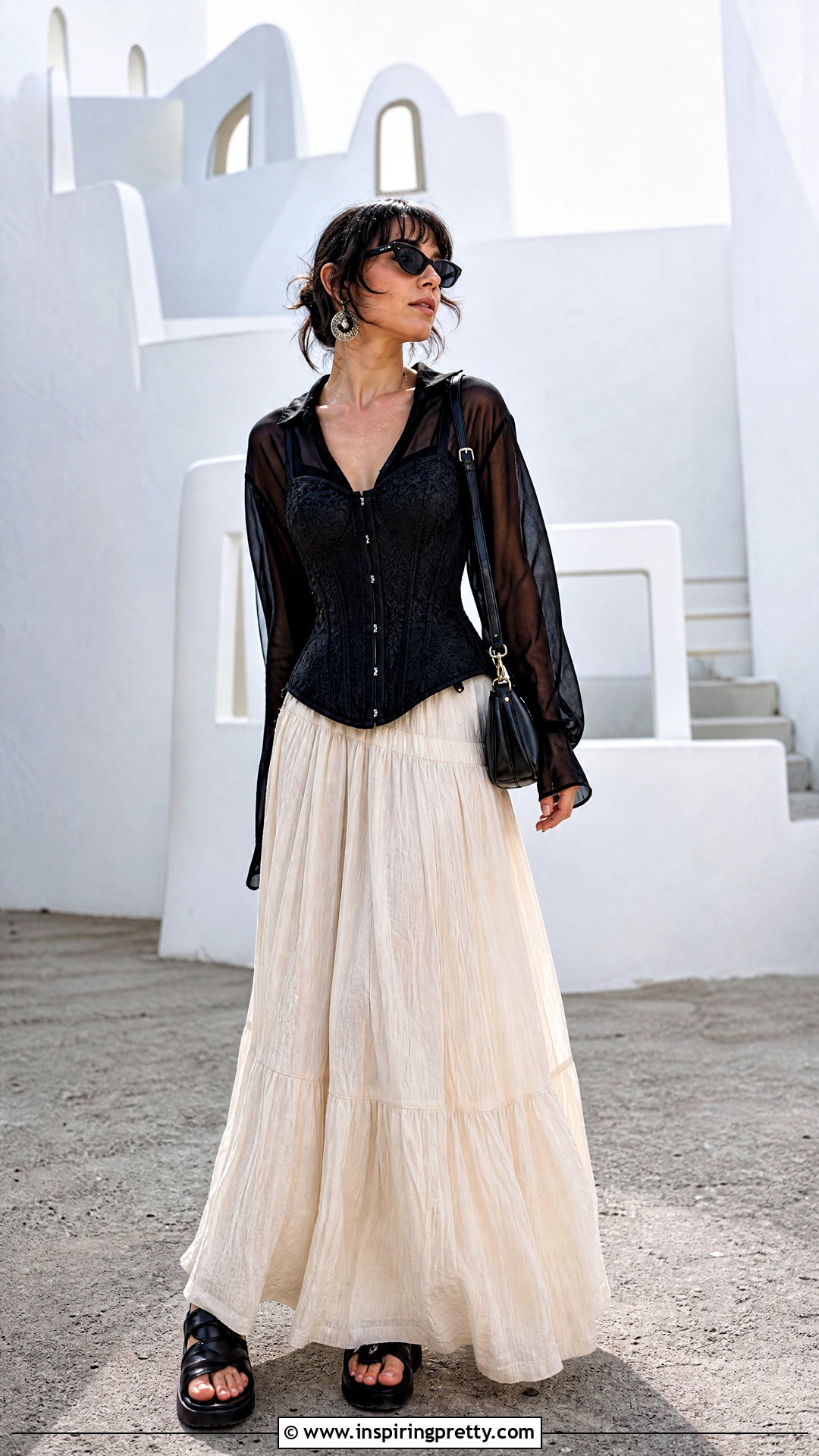 Vampire Corset Top With White Maxi Skirt - 25 Vampire Corset Top outfit ideas