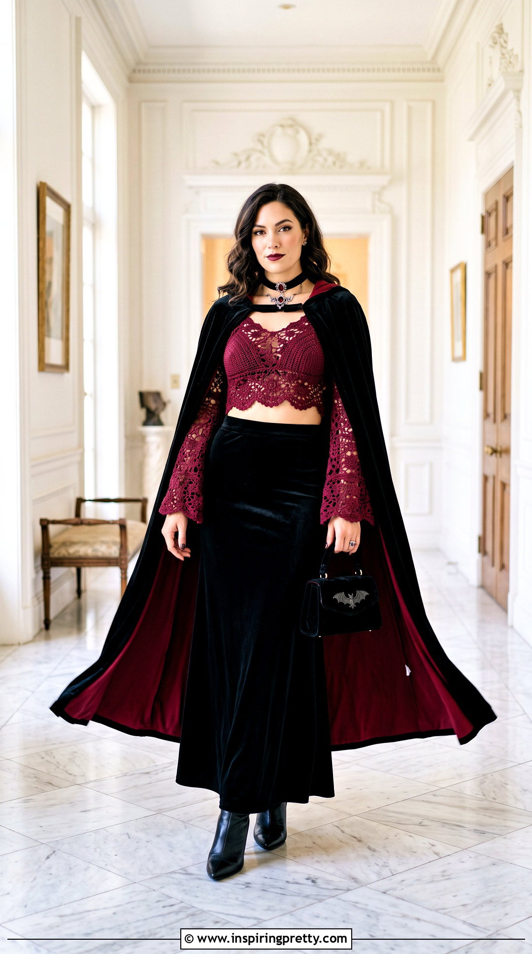 Vampire Halloween Crochet Crop Top Outfit - 25 halloween crop top crochet outfit ideas