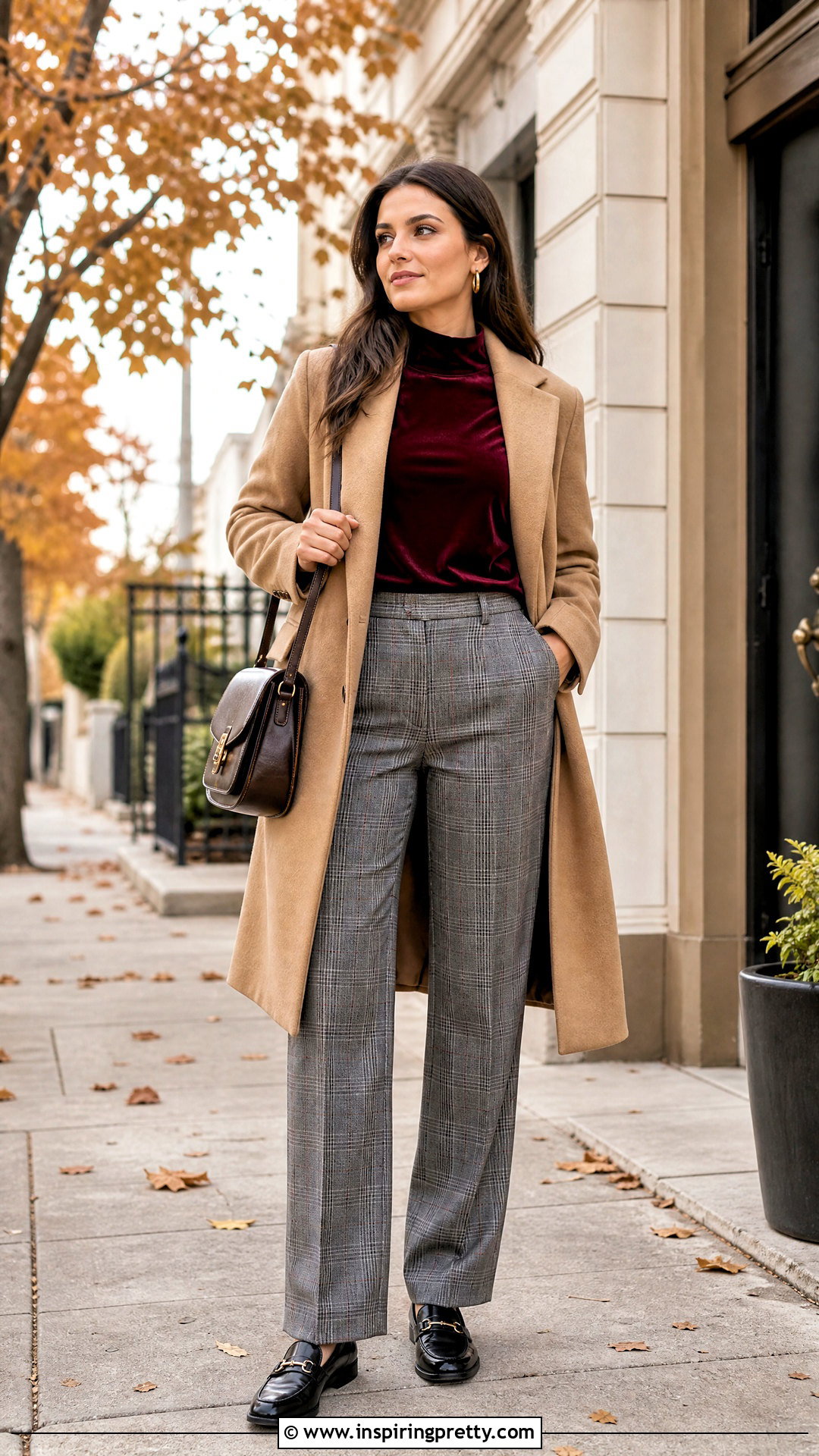 Velour Mock Neck Top With Plaid Pants - 25 velour tops for women