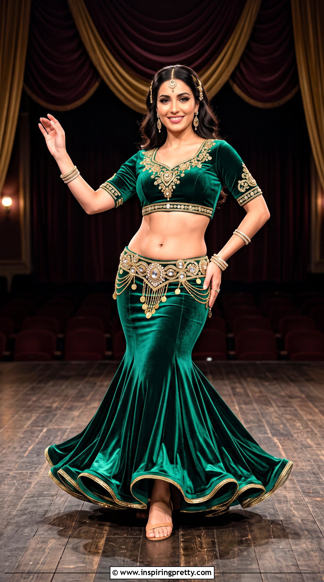 Velvet Belly Dancing Top With Mermaid Skirt - 25 belly dancing tops outfit ideas