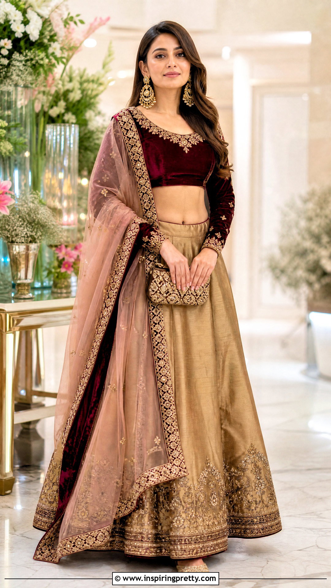 Velvet Choli With Lehenga - 50 traditional tops for women