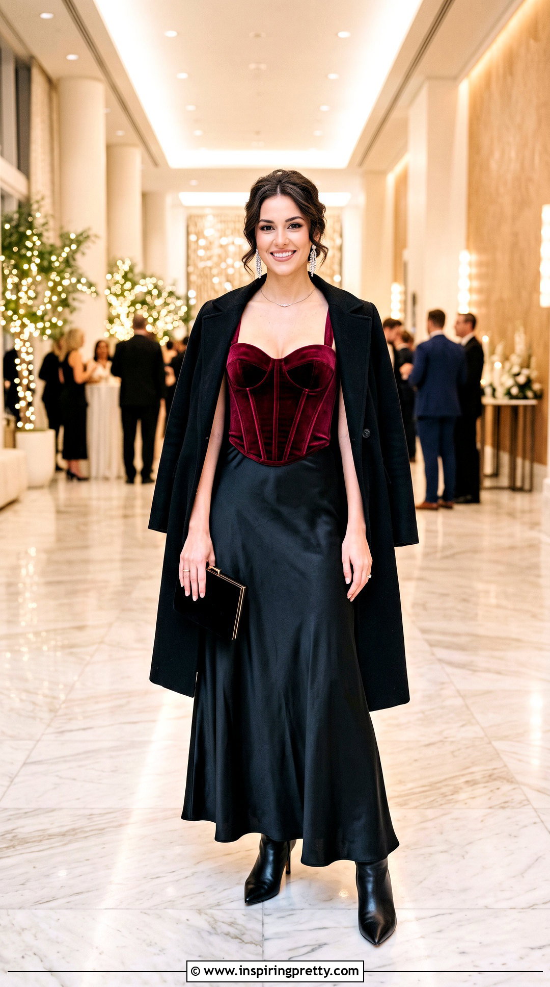 Velvet Corset Top With Maxi Skirt - 50 corset top outfits