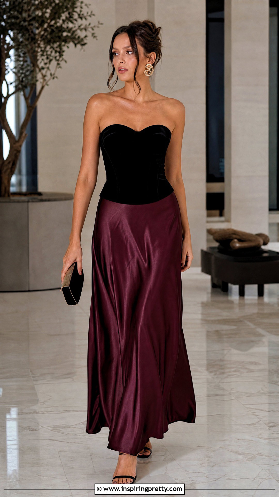 Velvet Corset Top With Maxi Skirt - 20 velvet top fashion ideas