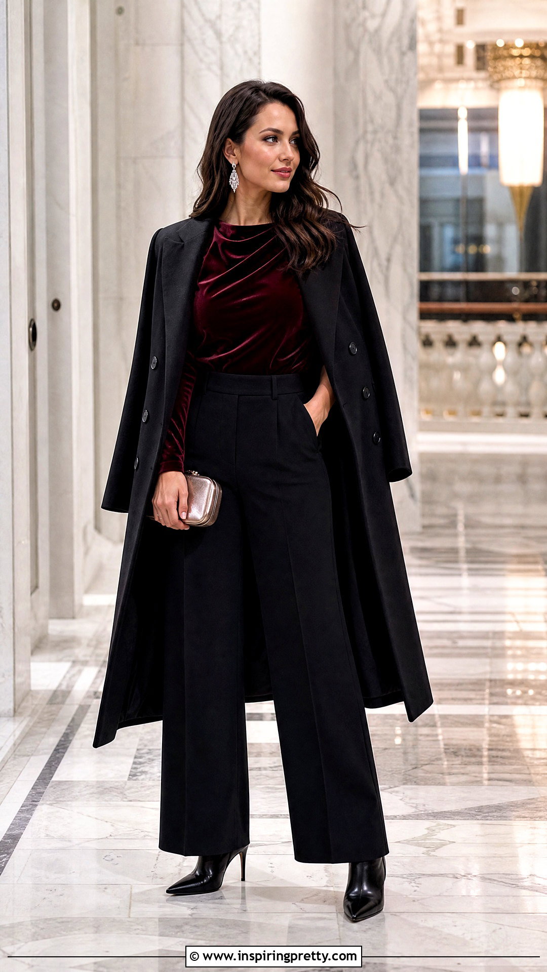 Velvet Cosette Top With Wide Leg Pants - 50 cosette tops outfit ideas